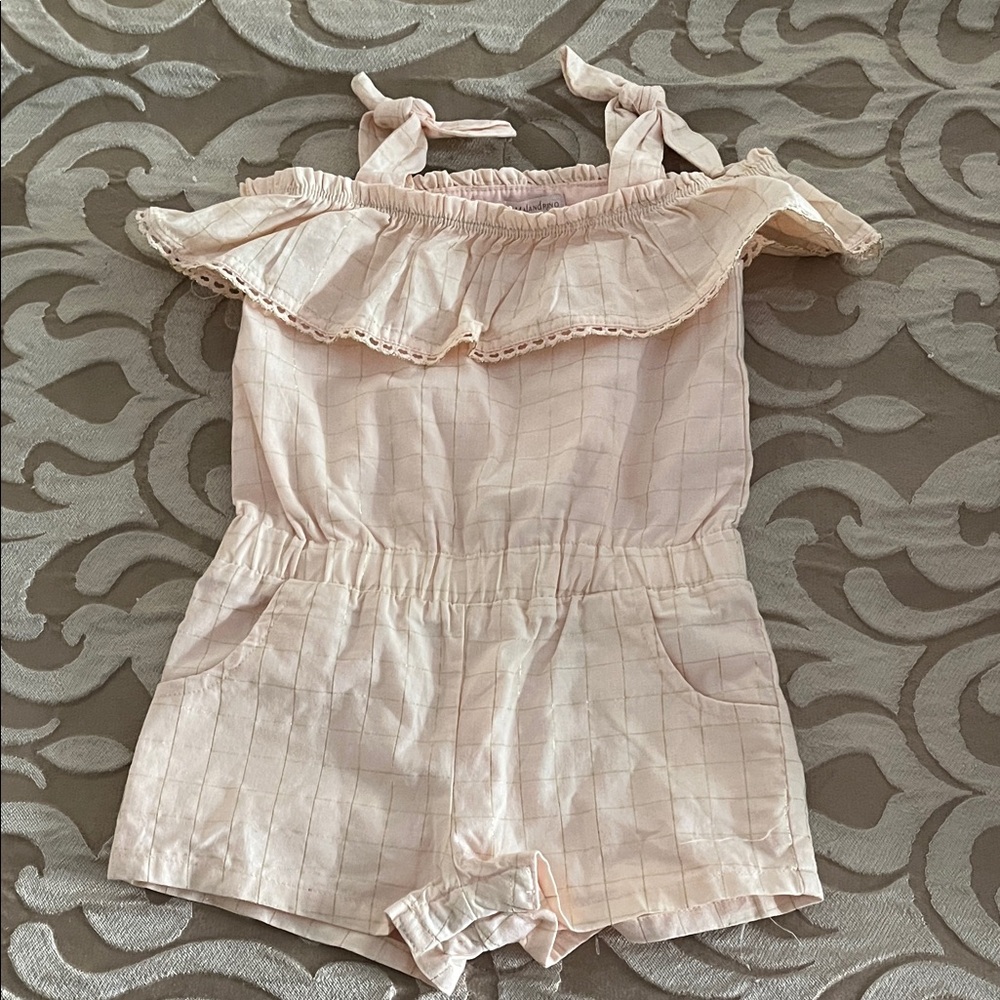 Catherine Malandrino Light Pink Checkered Romper